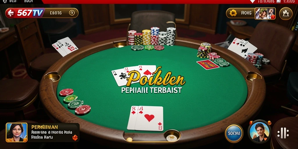 Screenshot 567TV menampilkan pemain yang sedang bersaing di meja Poker.