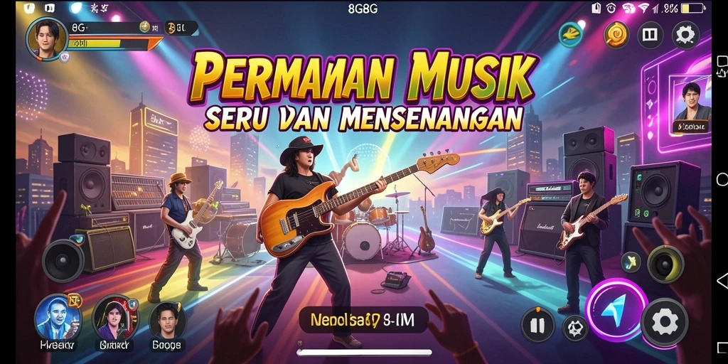 Screenshot gameplay 8G8G menunjukkan keseruan bermain musik.