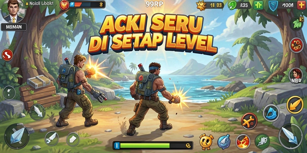 Tangkapan layar gameplay 99RP menunjukkan aksi intens di medan pertempuran.