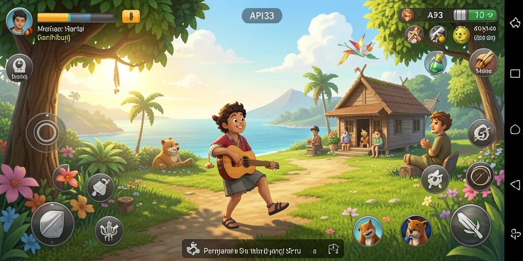 Screenshot utama menunjukkan gameplay yang menyenangkan dan penuh warna.