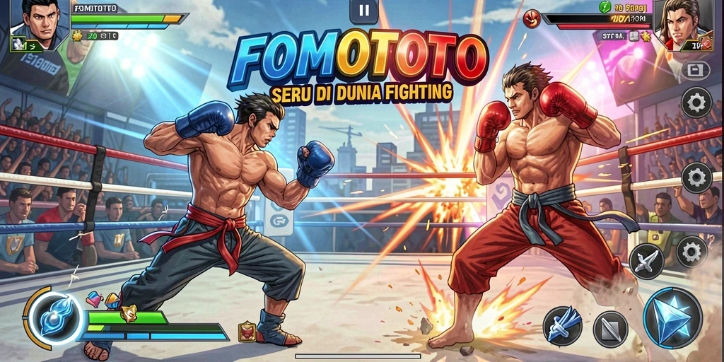 Tampilan epik dari pertarungan karakter dalam FOMOTOTO.