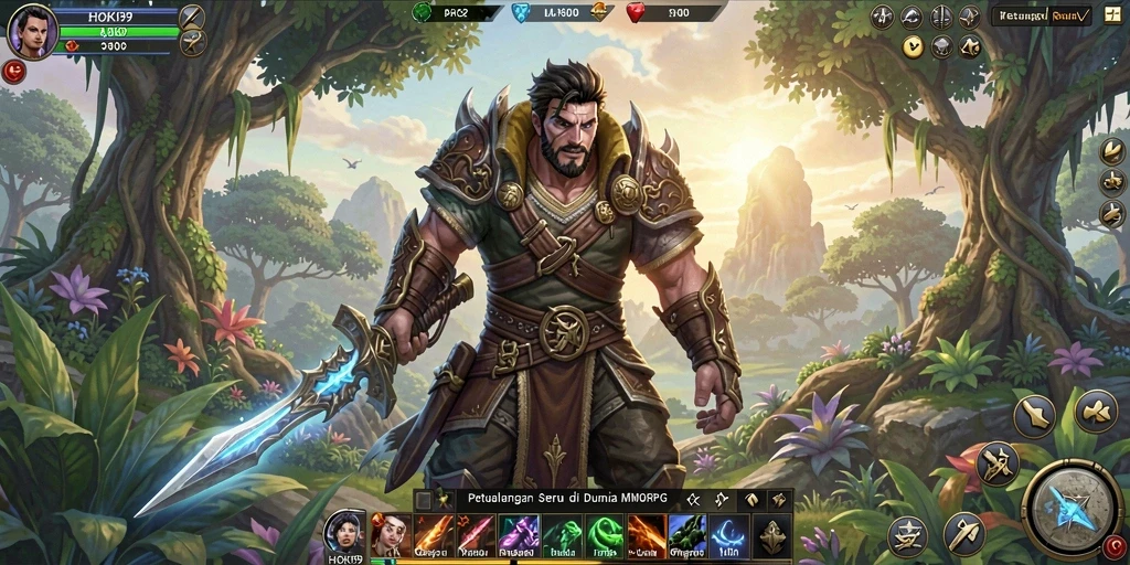 Tampilan gameplay seru HOKI99 dengan aksi pergulatan di dunia MMORPG.