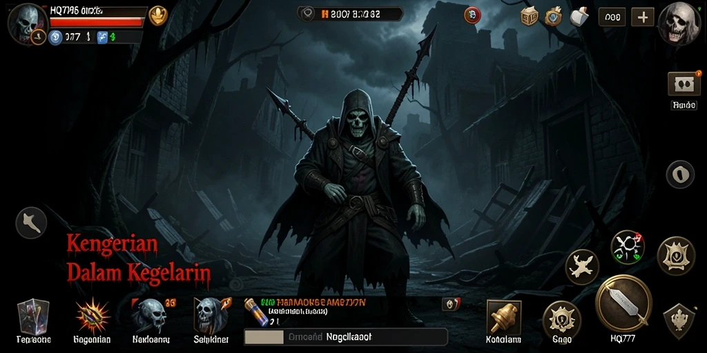 Tampilan seram dari gameplay HQ777 yang menegangkan.