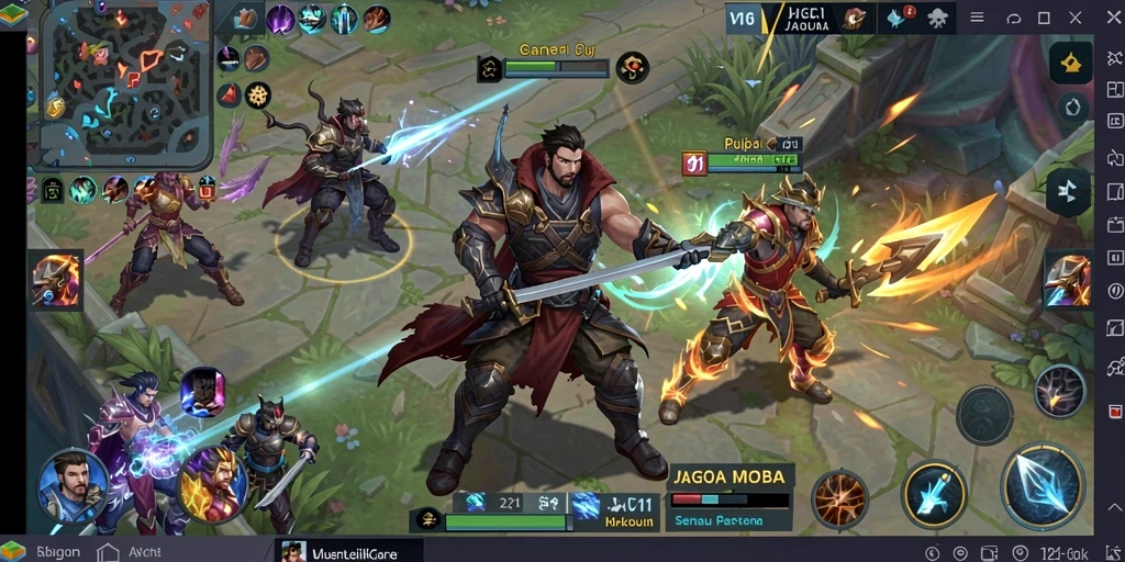 Gameplay seru JAGO11 dengan aksi MOBA mendebarkan.