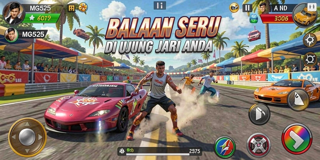Tampilan gameplay balapan yang mendebarkan di MG525.