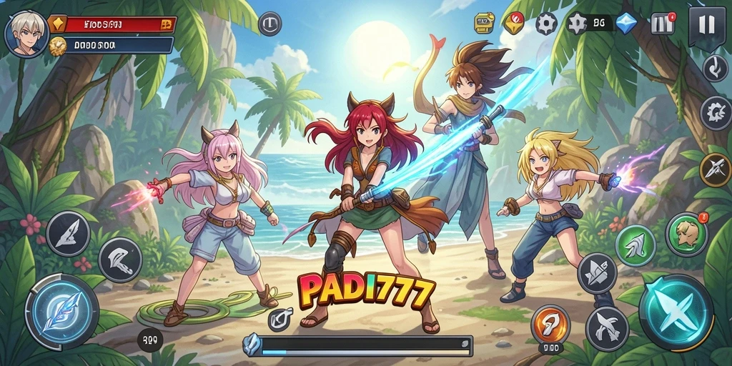Tampilan menarik dari permainan PADI777 dengan karakter Anime.
