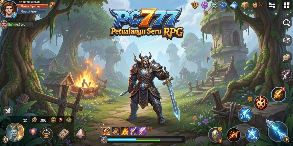 Tangkapan layar utama PC777 menampilkan aksi seru dalam pertempuran RPG.