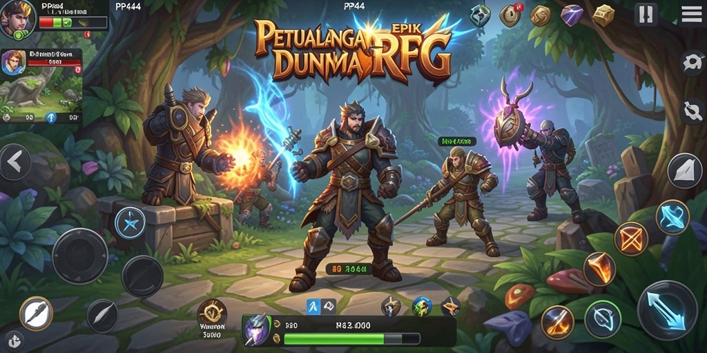 Tampilan gameplay PP444 dengan karakter RPG yang mendebarkan.