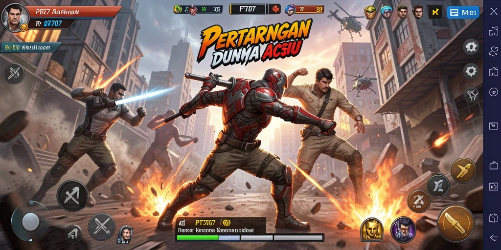 Screenshot permainan PT707 menunjukkan aksi pertarungan yang intens.
