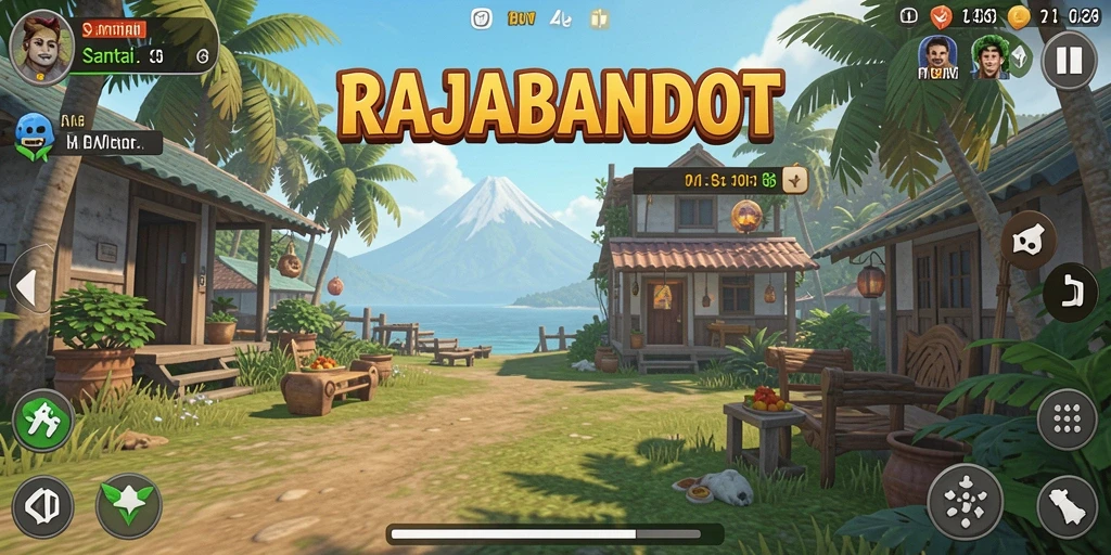 Tampilan gameplay menyenangkan dari RAJABANDOT yang penuh warna.