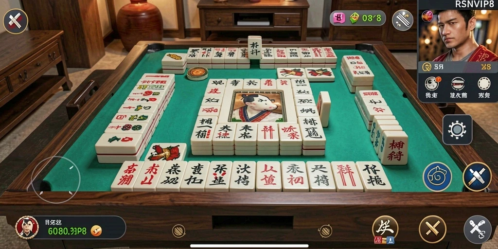 Tampilan gameplay menarik dari RSNVIP8 yang menunjukkan permainan Mahjong.
