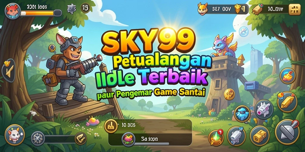 Tangkapan layar SKY99 menampilkan karakter yang sedang mengumpulkan sumber daya secara otomatis.